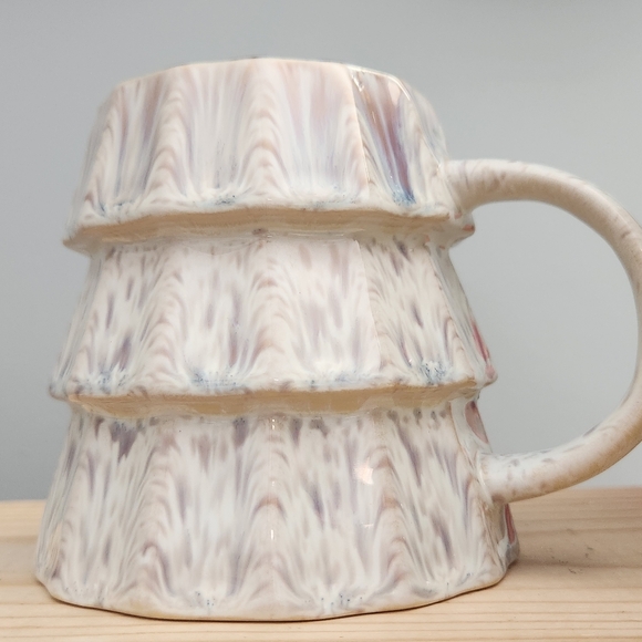 Christmas Tree Shaped Mug Glazed Stoneware Marble Pattern NWT - Picture 8 of 14